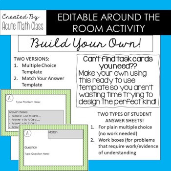 Preview of Around the Room Template - Editable - Two Kinds - Multiple Choice & Answer Match