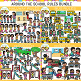School Kids Around the School Rules Clip Art Bundle