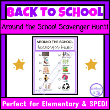 Preview of Around the School Scavenger Hunt Activity Back to School Scavenger Hunt SPED