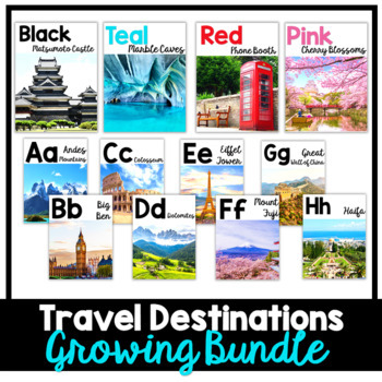 Preview of Around the World Classroom Decor Growing Bundle | REAL PHOTOS