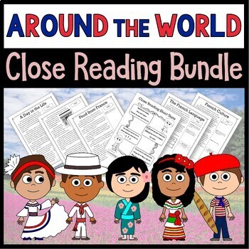Preview of Around the World Close Reading Comprehension - 20% OFF - Country Study Bundle