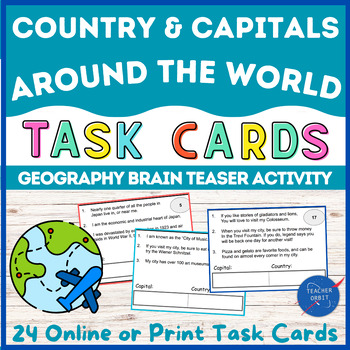 Preview of Around the World Country Capitals | Geography Brain Teaser Enrichment Activity