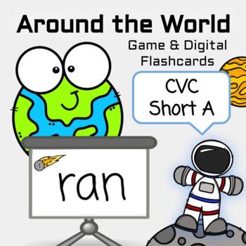 Preview of Around the World Game & Digital Flashcards - CVC Short A Word Families