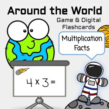 Preview of Around the World Game & Digital Flashcards - Multiplication Facts (0-12)