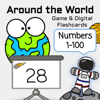 Preview of Around the World Game & Digital Flashcards - Numbers 1-100