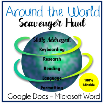 Preview of Around the World Google Docs Microsoft Word Formatting Digital Scavenger Hunt
