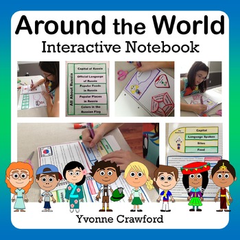 Preview of Around the World Interactive Notebook with Scaffolded Notes | Writing Activities