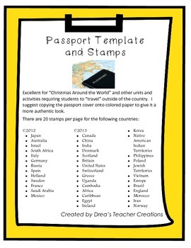 Preview of "Around the World" Passport Template and Stamps