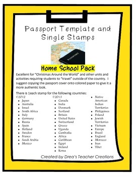 Preview of "Around the World" Passport Template and Stamps- Homeschool Pack