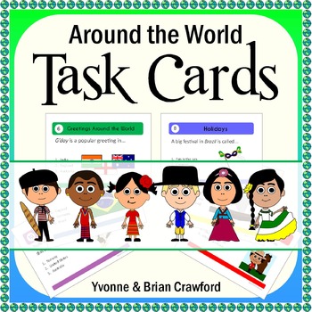 Preview of Around the World Task Cards - 60 Task Cards Reading Comprehension | Literacy