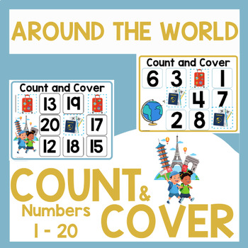 Preview of Around the World Travel and Vacation Counting to 20 Preschool Math Game for PreK