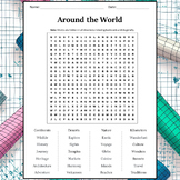 Around the World Word Search Puzzle Worksheet Activity