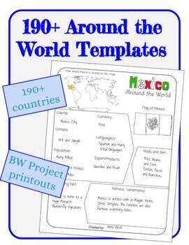Preview of Around the World - World Country Research Project Template 190+ pages