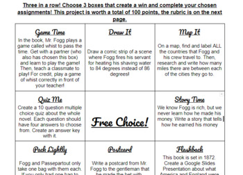 Preview of Around the World in 80 Days CHOICE BOARD