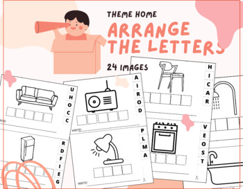 Preview of Arrange the letters - Theme Home, 24 images, 5 - 6 year old children
