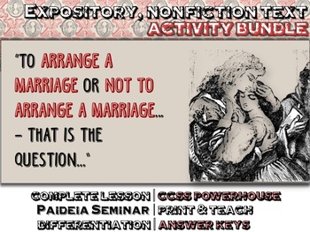 Preview of Arranged Marriage: EXPOSITORY, NON FICTION Text, Questions, Printables, CCSS