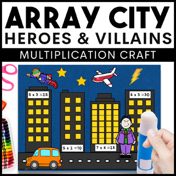 Preview of Array City Heroes and Villains Multiplication Craft