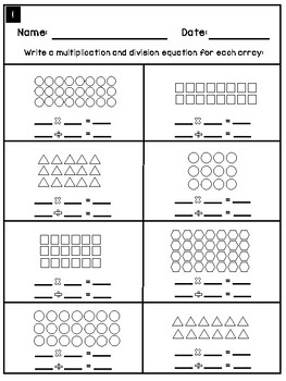 Array Practice Worksheets by Miss Furman's Math | TPT