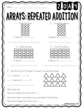 array worksheets 2oa4 by pocketful of primary tpt