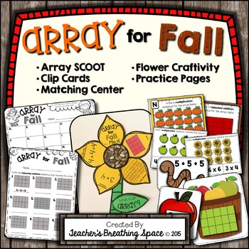 Preview of Array for Fall  |  Array Scoot, Clip Cards, Matching Center and Craftivity