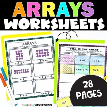 Preview of Arrays Worksheets Multiplication Repeated Addition Review Math Extra Practice