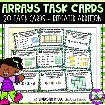 Preview of Arrays Activities:  Arrays Task Cards for Repeated Addition