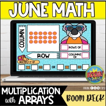 Preview of Arrays Multiplication Commutative Property Spring Math Centers Boom Cards