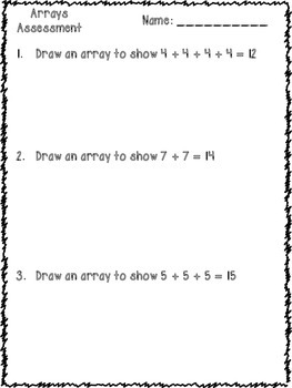 Preview of Arrays Repeated Addition Assessment {FREEBIE}