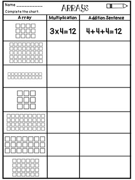 multiplication arrays worksheets with repeated addition practice