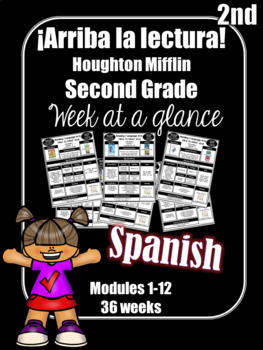 Preview of Arriba la Lectura Spanish Second Grade  HMH Houghton Mifflin Week at a Glance