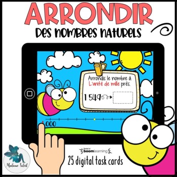 Preview of Arrondir les nombres naturels avec une droite numérique  Boom Cards