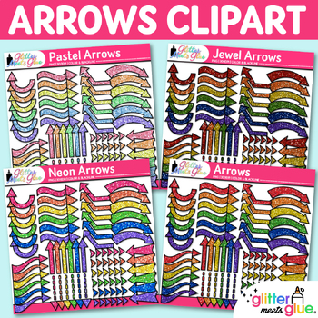 Preview of Arrow Clipart Bundle: Decorative Accent Glitter Clip Art Transparent PNG B&W