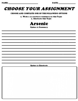 Preview of Arsenic UDL Choice Board Worksheet