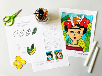 Preview of Art Activity - How to Draw a Portrait and Learn About Frida Kahlo