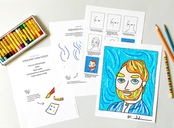 Preview of Art Activity - How to Draw a Portrait and Learn About Vincent Van Gogh