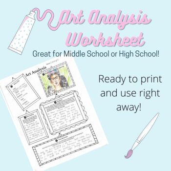 Preview of Art Analysis Worksheet, Middle School or High School, Art Sub Plan
