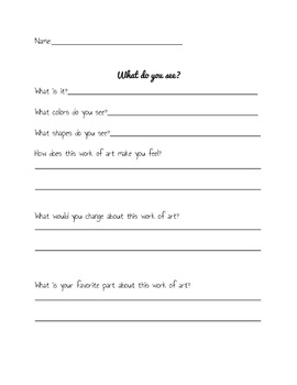 Art Analysis Worksheet for Build-Your-Own Sundae Printmaking Project