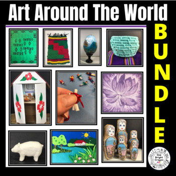 Preview of Art Around The World Art Lesson Bundle - Peru Russia Guatemala Ghana Indonesia