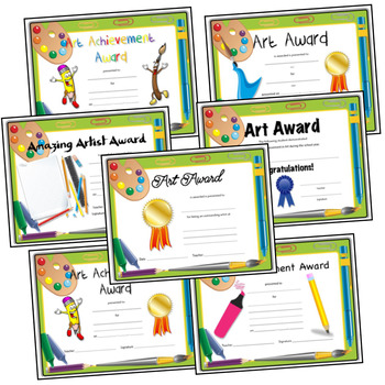 Preview of Art Award and Certificate for Elementary Art - Art Supplies Border