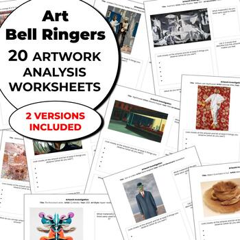 Preview of Art Bell Ringers - Artwork Analysis Worksheets - Art Research (2 versions)