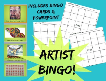 Preview of Art Bingo Game Famous Artists Art History Game Sub Lesson Visual Art Education
