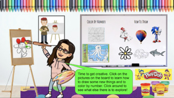 Preview of Art Bitmoji Virtual Classroom Template