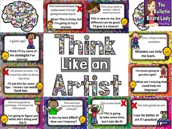 Preview of Growth Mindset Art Bulletin Board - Think Like an Artist