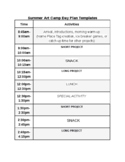 Art Camp Schedule Template and Notes