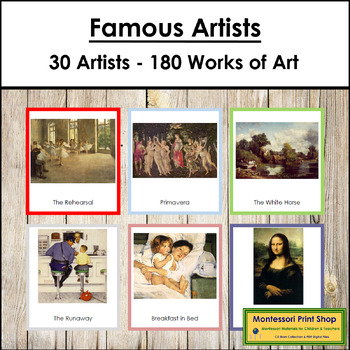 Preview of Art Cards Bundle (color borders) - Famous Artists - Montessori