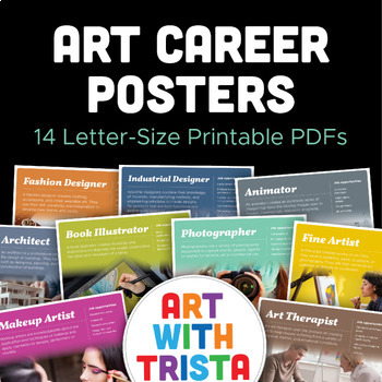Preview of Art Careers Poster Set - 14 Colorful Art Classroom Decor Posters