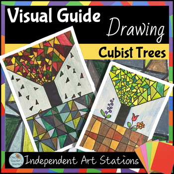 Preview of Art Center activity Visual Guide for fast finishers Cubist Trees - DRAWING