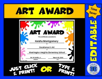 Preview of Art Certificate 2 - Editable