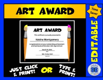 Preview of Art Certificate  - Brushes - Editable