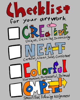 Art Checklist by Mr Dixon's Art Studio | Teachers Pay Teachers